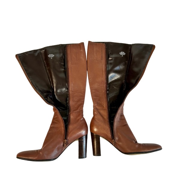 Nine West Tall Brown Leather Boot with 3" Stacked Heel, Size 8 - Picture 8 of 10